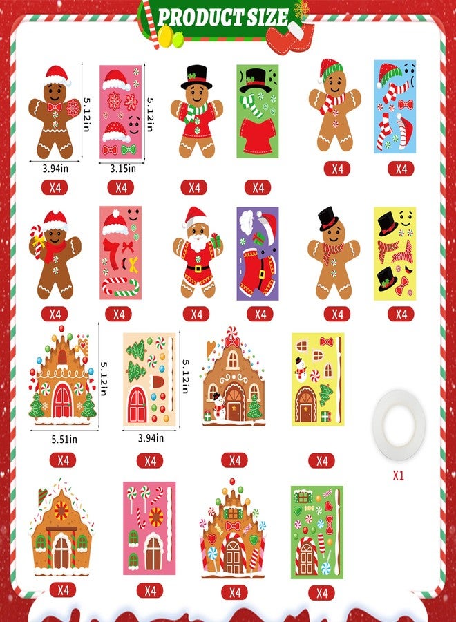 peony man 40 Pack Christmas Ornament Crafts for Kids DIY Christmas Gingerbread Man Cutouts with Stickers Make Your Own Gingerbread House Crafts Xmas Tree Ornaments Kit for Holiday Party Classroom Home Decor - Image 2